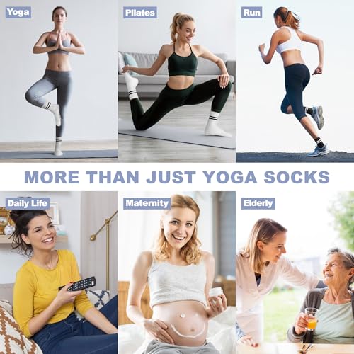 Image of HYCLES Women Pilates Socks, Grips Non Slip Yoga Socks Barre Gym Athletic Grippy Socks 3 Pairs