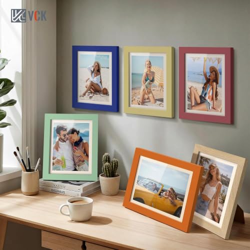 Image of VCK 8x10 Picture Frames 3 Pack, Red Wood Photo Frame, Wall Display