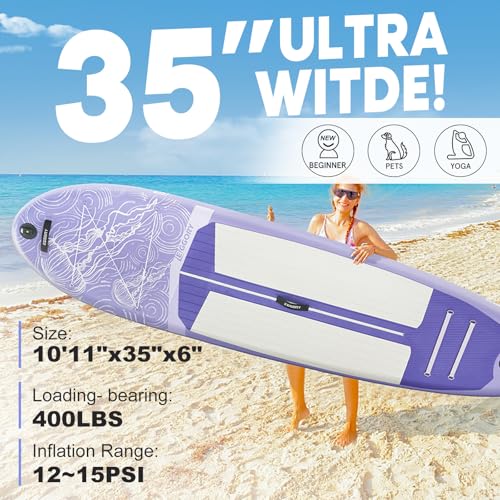Image of Inflatable Paddle Board, Stand Up Paddle Board | Stable Design with Non-Slip Comfort Deck, Portable Travel Paddle Board