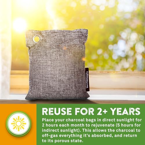 Charcoal Odor Absorber for Strong Odor (6 Pack, 100g each), Bamboo Charcoal Air Purifying Bag, Basement Musty Odor Eliminator Deodorizer, Activated Charcoal Odor Absorber for Closet, Shoe, Car - Image 4