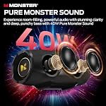 Monster S380 Haut-parleur Bluetooth, haut-parleurs portable avec 40W Son stéréo, Bluetooth 6.0, 20H L'heure du jeu, IPX6 Imperméable, TWS Accompagnement, soutien AUX/TF Carte, Haut-parleur sans fil pour l'extérieur, Voyage, Fête