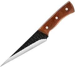 Premium Handmade Chef Knife High Carbon Steel Sharp Blade with Hammered Finish & Wooden Handle Professional Kitchen Utility Knife for Multipurpose Cutting Durable & Ergonomic Design