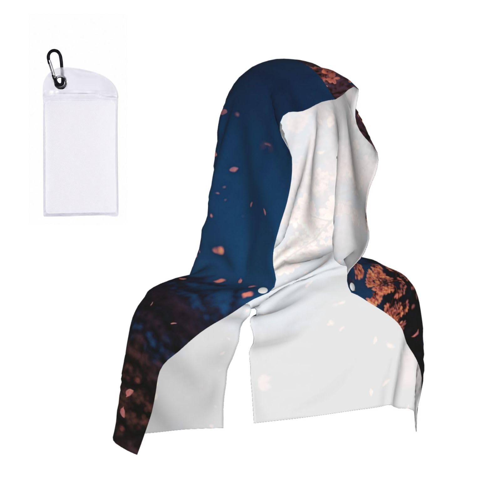 CNTDBU Night Cherry Art Cooling Towel Hooded-Instant Chill Neck Cover for Sports, UV Cooling Rag for Running Gym
