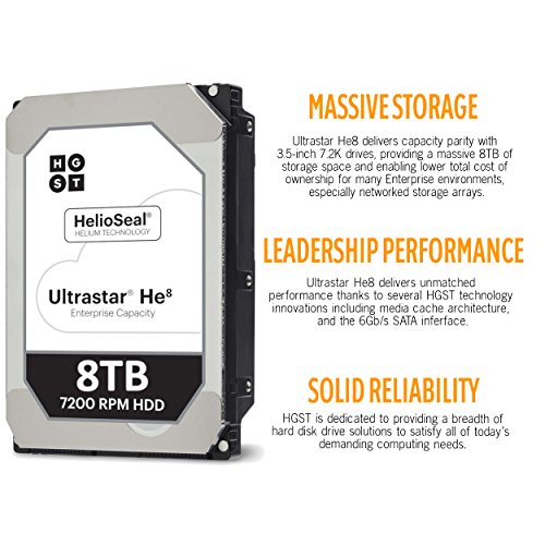 Image of HGST Ultrastar He8 HUH728080ALE604 8TB 7200 RPM SATA 6Gb /s 3.5in 128MB 512e HDD (0F23668) (Renewed)