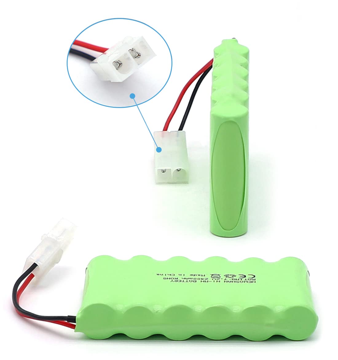 7,2V 2400mAh Batterie pour RC Voiture électrique Monster Truck USB Câble | Pour Camion Construction Benne Blindé, Radiocommandé, Fiche KET Tamiya, Rechargeable, Câble Chargeur USB inclus