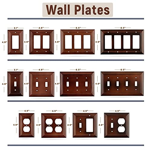 Pack Of 2 Wall Plate Outlet Switch Covers By Sleeklighting | Decorative Dark Brown Mahogany Look | Variety Of Styles: Decorator/Duplex/Toggle / & Combo | Size: 2 Gang Duplex #TOP2