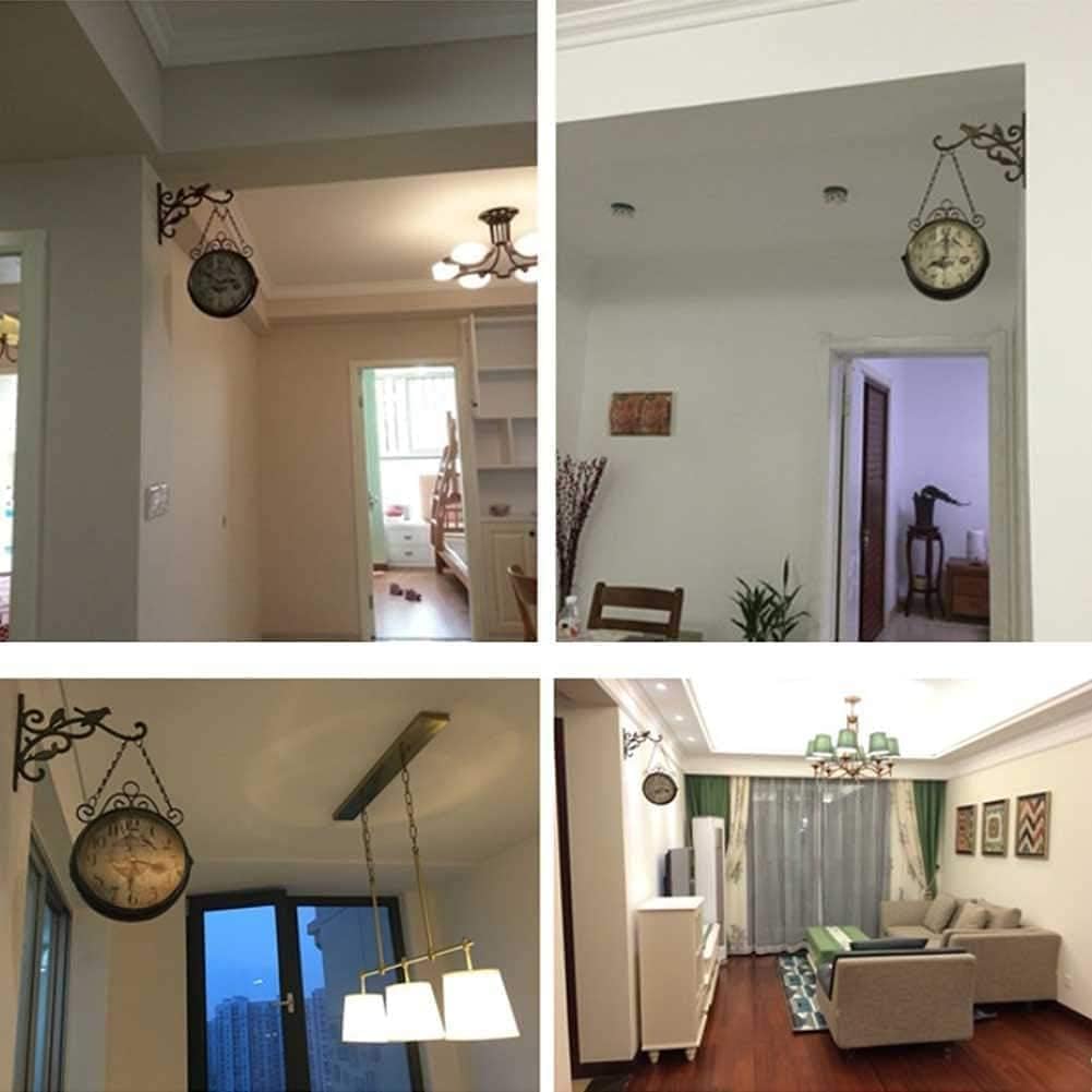 Outdoor double-sided clock retro double-sided wall clock garden double-sided wall clock clock double-sided clock bronze simple iron clock living room decoration double-sided wall clock iron clock