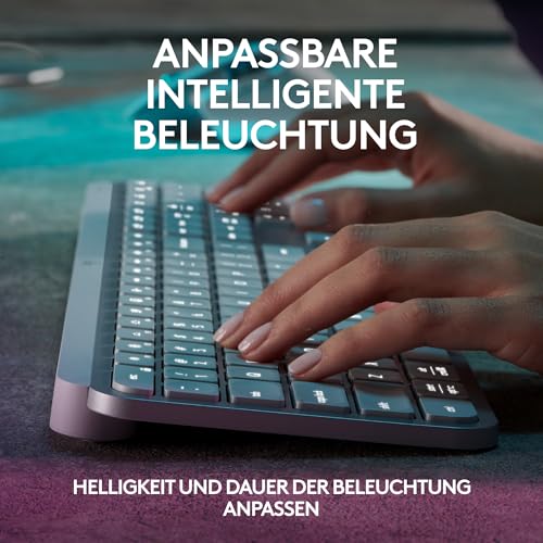 Logitech MX Keys S kabellose Tastatur, Low Profile, Fluid Quiet Typing, Programmable, Backlighting, Bluetooth, USB C Rechargeable, für Windows PC, Linux, Chrome, Mac, Deutsches QWERTZ, Pale Grey 4