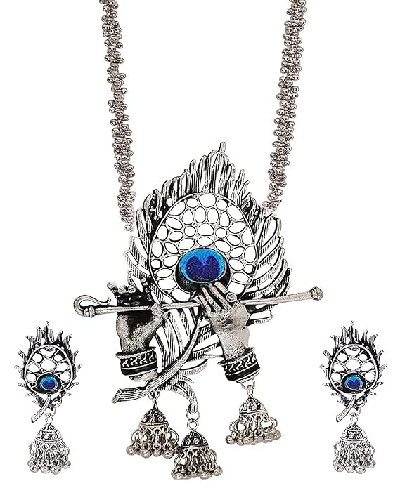 MPK Perfect Silver Oxidised Krishna Necklace Set/Designer Tample Beautiful ethnic jewellery set with earrings/choker set/best for Wedding/festival (B0D5HBBDKS) Amazon Price History, Amazon Price Tracker