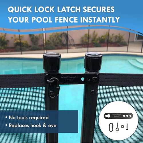ALLSAFE Pool Fence - Quick Lock Latch - Replaces Outdated Hook & Eye Style Latches – Durable Aluminum Pool Fence Lock Connector | DIY Pool Fence Easy Installation & Fits Most Mesh Safety Fences
