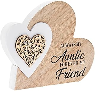 The Leonardo Collection LP44052 Plaque | Double Heart Always My Auntie | 1 Piece-15x2x12 cm Accessory, White