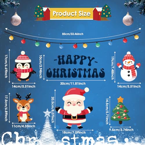 Image of AhfuLife 173Pcs Christmas Window Clings, 9 Sheets Xmas Window Stickers Reusable Double Sided Santa Claus Christmas Tree Snowman Snowflake Decals for Xmas Party Home Indoor Decorations