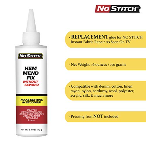 Image of Powdered Glue Replacement 6 Ounces / 170 Grams for No Stitch Instant Fabric Repair Stichless Sewing Solution Great for Denim Cotton Linen & More As Seen On TV 1 Count