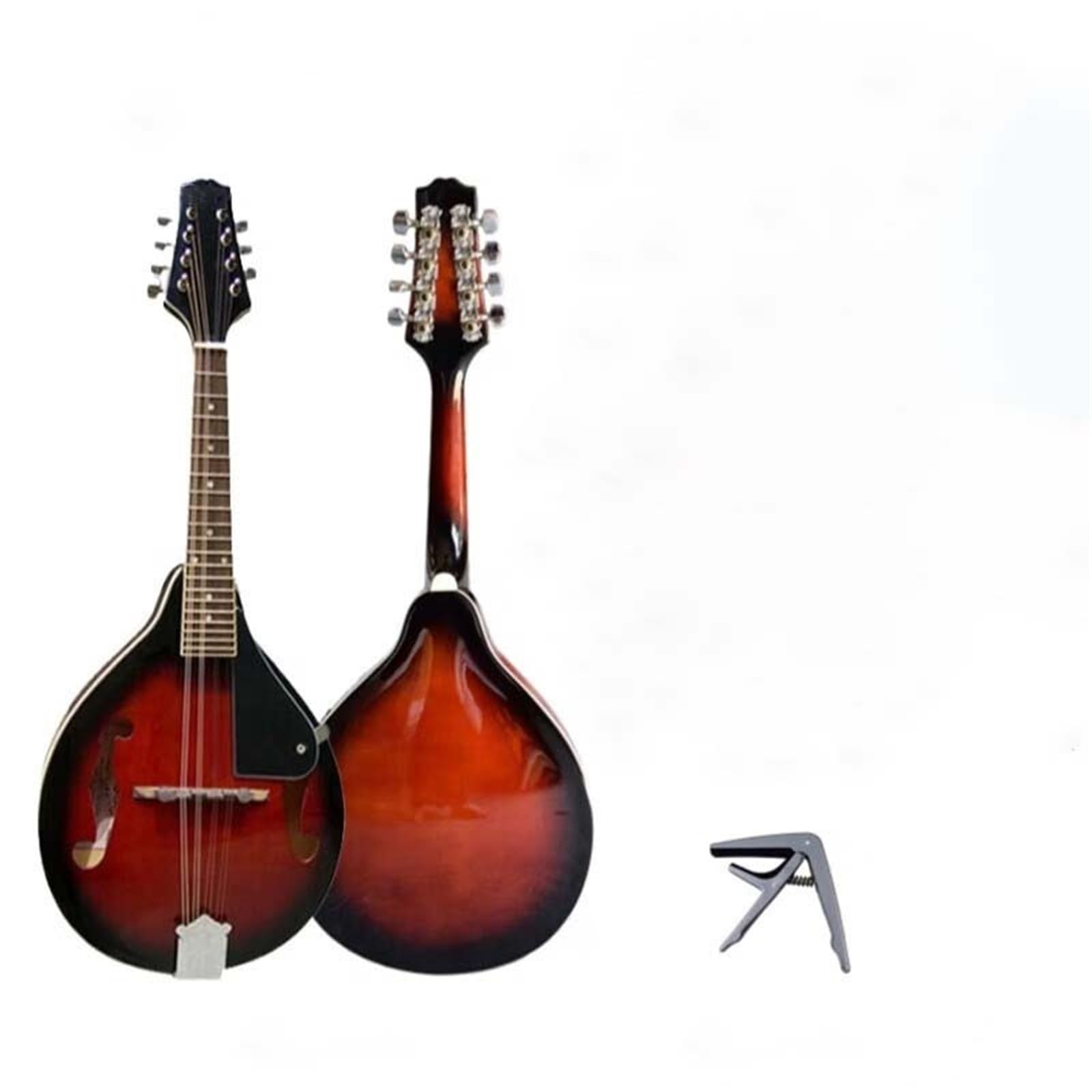 Mandolina Profesjonalny Instrument Kompletny Zestaw Ośmiostrunowej Mandoliny W Kolorze Czerwonego Wina Z Akcesoriami