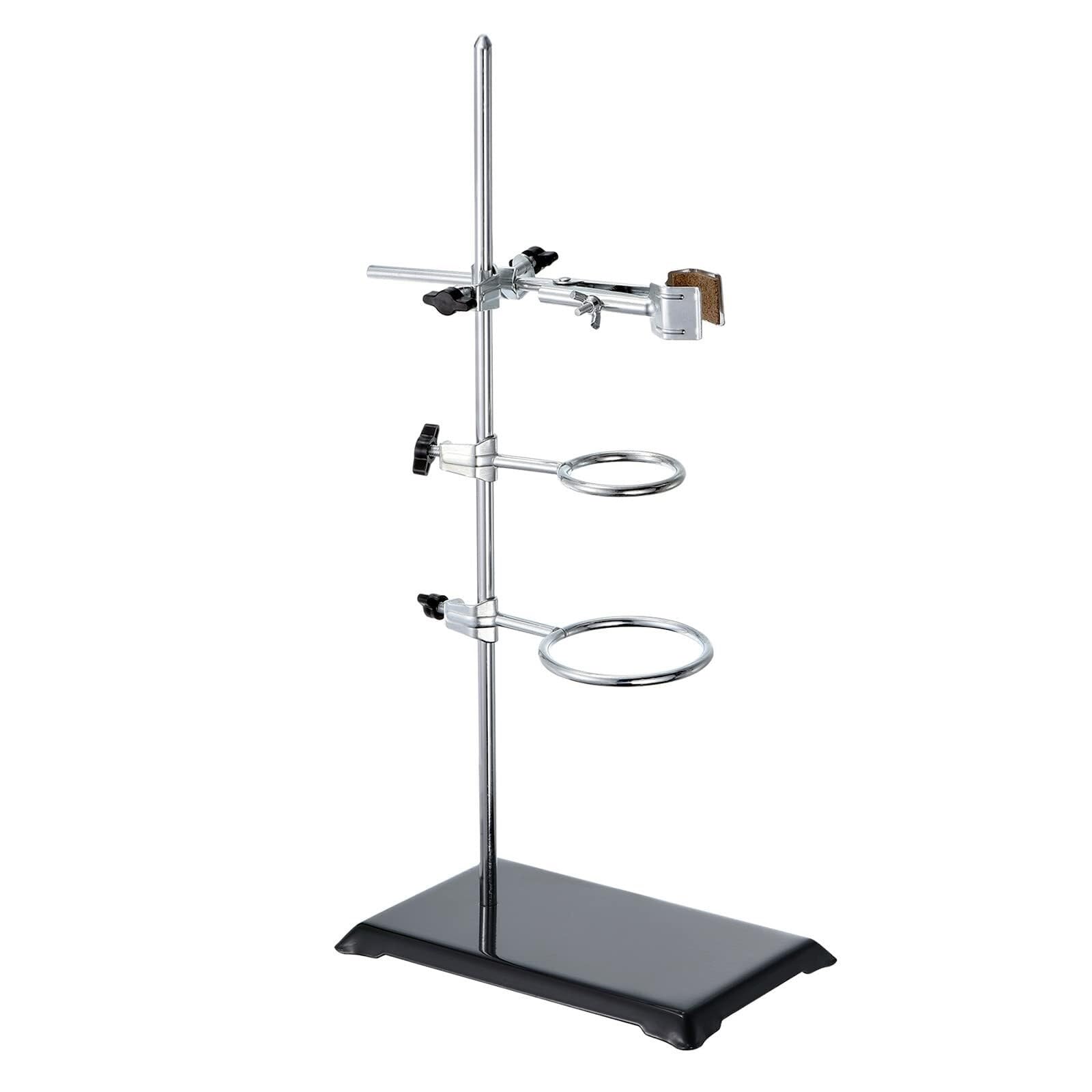 16 Zoll Laborstativ Set mit Kolbenklemme & 2 Stativringen, Edelstahl, für Chemieexperimente(20 inch)