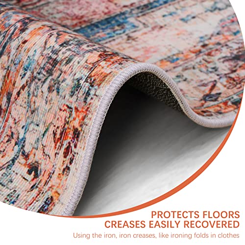 Yj.gwl Boho Area Rug 2X3, Persian Washable Small Entryway Rug, Soft Oriental Distressed Throw Rugs For Entrance Kitchen Bedroom, Non-Slip Non-Shedding Low-Pile Floor Carpet Bohemian Doormat, Orange #TOP4