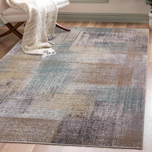 Tapis d'intérieur lavable avec motif patchwork abstrait moderne de 3x4,2m - 3