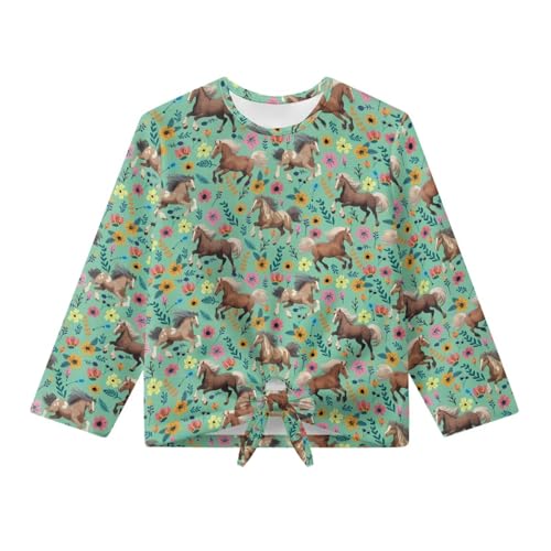 Cute Shirts for Girls 5-12 Years Long Sleeve Tops Tie Front Shirts School Casual Tops