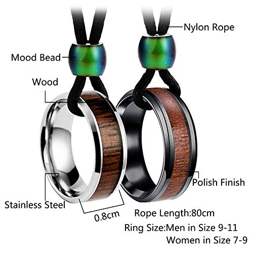 Aienid Engagement Stainless Steel Necklace Set For Couple Silver Black #TOP1