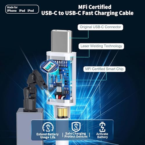 Image of iPhone 17 Fast Charger Block,[Apple MFi Certified] 2Pack 40W USB C Wall Charger Plug with 10FT USB C to C Charging Cord for iPhone 17 /17Air /17Pro Max /16 Pro Max /16Pro /15 ProMax-Home /Travel Essential