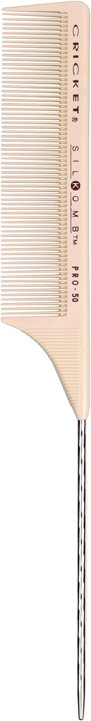 Silkomb Pro-50 Fine Tooth Rattail Comb for Hair – Precision Styling Tool with Seamless Teeth & Metal Tail for Sectioning, Weaving, and Smooth Detangling, Ideal for Professional Use