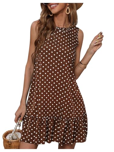 10 Best Polka Dot Dresses That Will Elevate Your Wardrobe Elegance 4 Women's Sleeveless Polka Dot Ruffle Tunic Dress