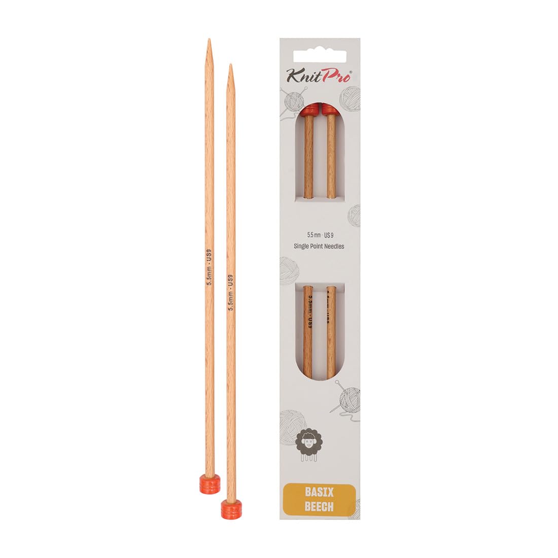 Groves & Thames Basix Single-Ended Knitting Pins 30cm x 5.50mm - Wood