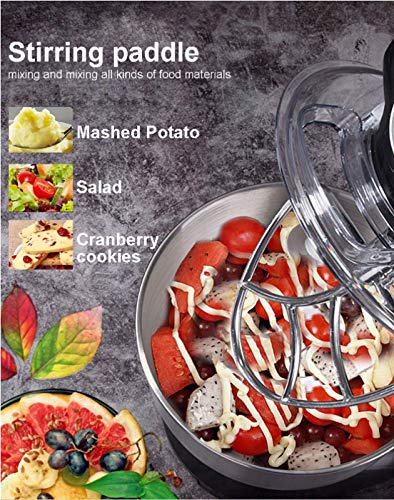 JHNEA Küchenmaschine, Knetmaschine, 1200W, 5.5L Knetmaschine mit Rührbesen, Knethaken, Schlagbesen, Spritzschutz, 6… – Bild 3