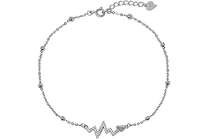 Sterling Silver Heartbeat Anklet Bracelet