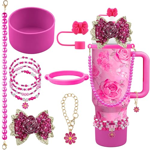 Hpebl 10PCS Flower Accessories for Stanley Cup 30 40oz Tumbler,Fuchsia - image 1