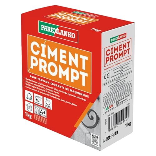 Parexlanko - Ciment Prompt - Gris - Confection de mortier à prise rapide - Tous supports de maçonnerie - Adapté en milieux humide et marin - 1kg