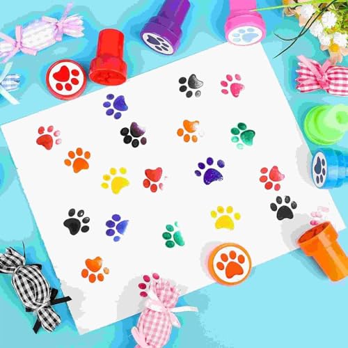 12 Stück Hundepfoten Stempel Kinder, Bunte Kinderstempel Set Lehrer Stempel Motivationsstempel Für Unterrichtsräume, Partys Und Lernaktivitäten In Der Schulbildung