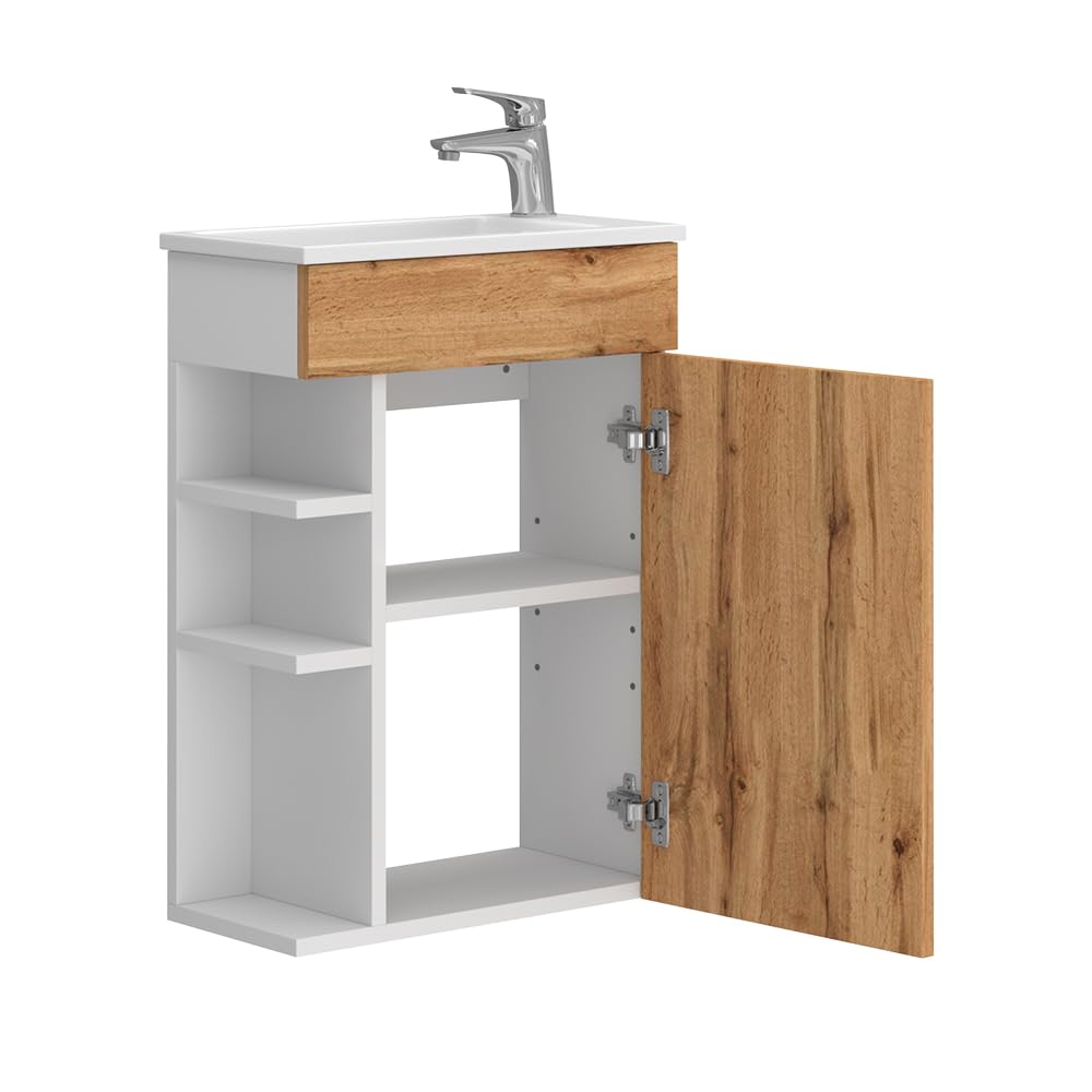 Vicco Set mobili bagno Amadeo, Rovere dorato, 50 cm, composto da mobile sottolavabo e lavabo