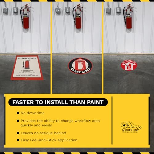 Mighty Line FE2436 Fire Extinguisher Floor Sign Sticker For Safety, Warning, Heavy-Duty, Peel And Stick, Adhesive, Industrial Quality thumb #3