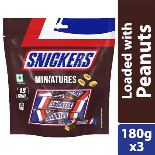 Image of Snickers Miniatures Peanut Filled Chocolate, 510Gram (170Gm X 3 Pack)