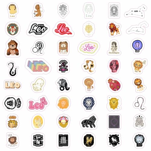 Image of 100Pcs Leo Stickers (Zodiac) for Water Bottle and Laptop - Leo Party Favors & Decorations, Waterproof Vinyl Astrology Decals, Gifts for Women & Men