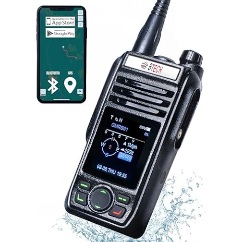 BTECH GMRS-PRO IP67 Submersible Radio with Texting & Location Sharing, GPS, Bluetooth Audio, Compass, NOAA Weather Alerts, Dual Band (VHF/UHF) Scanner, Long Range Two-Way GMRS Walkie Talkie Cover
