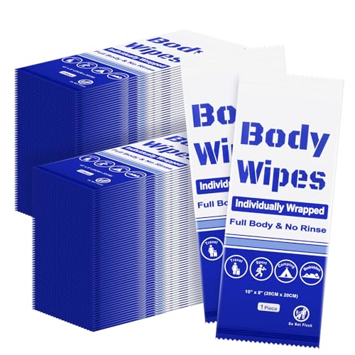 200Pcs Disposable Body Wipes, 7.8 x 9.8 inch Bath Wipe in Bulk (Blue)