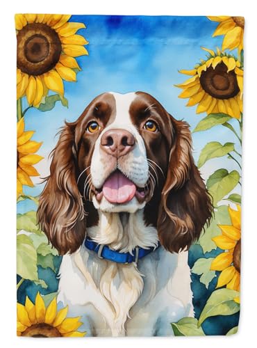 Caroline's Treasures DAC6076GF English Springer Spaniel in Sunflowers Garden Flag Mailbox Flag Decorative Yard Flag Banner Outside Patio Artwork Yard Flower Beds, Garden Size, Multicolor
