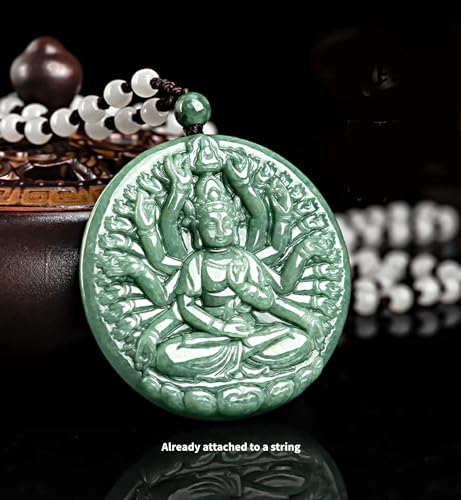 Natural Jade Buddha Pendant Necklace Thousand-Hand Guanyin Hand carved Certified Grade A Jadeite Amulet for Men and Women3