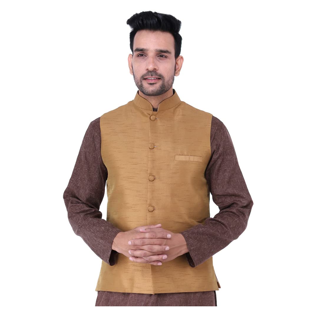 INYOUR Men Plain Brown Color waistcoat/Nehru Jacket-image-40