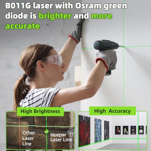 image for Laser Level with Tripod, Huepar 100Ft Self Leveling Green Cross Line D