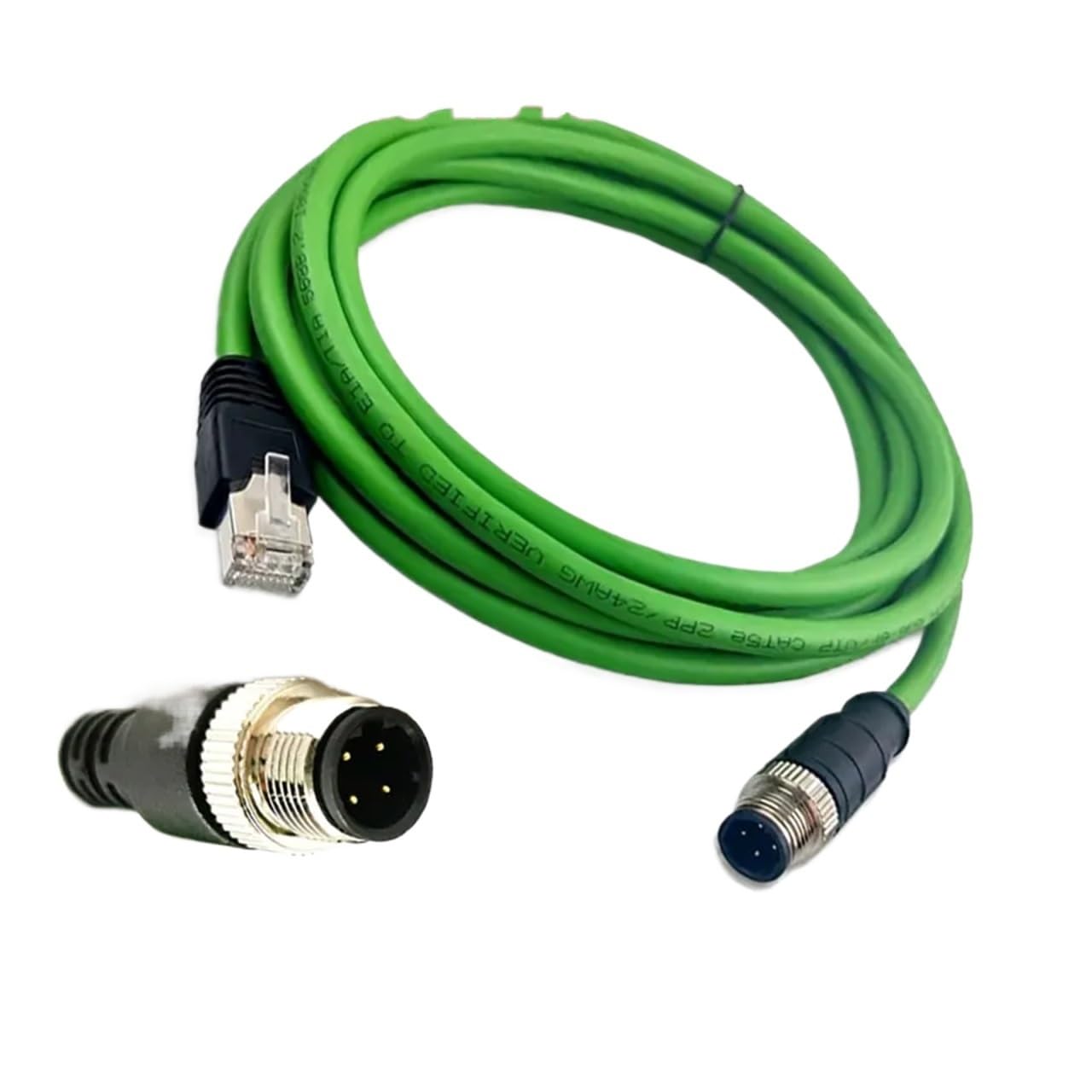Câble de connecteur étanche M12 4 broches Type D vers RJ45, fil réseau Ethernet 4 broches de qualité industrielle, ligne de capteur de codage D 1-20M(4P Male to RJ45 F,T)