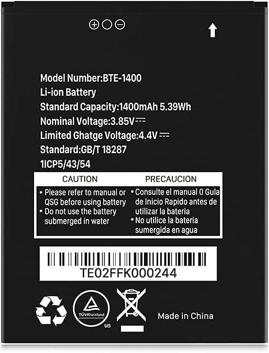 SHENMZ BTE-1400 Battery,High Capacity Li-ion Replacement Battery for Verizon Orbic Journey V RC2200L 4G LTE Flip BTE-1400 : Cell Phones & Accessories