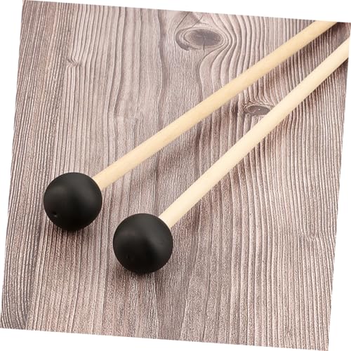 Vaguelly 2 piezas Baquetas con mango de madera y bola redonda para instrumentos de percusión, mazas para tambor de lengüeta, xilófono y batería, agarre cómodo para toque preciso miniatura 4
