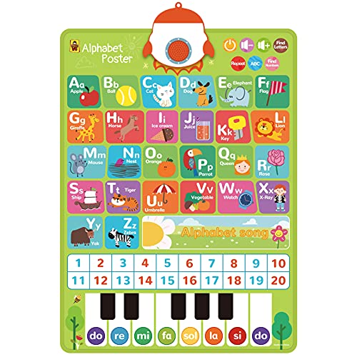 Interactive Alphabet Wall Poster for Kids,Educational Talking ABC &123& Alphabet Songs Wall Poster Chart. Educational for Kids /Toddler . Learning Tool / Toy / Gift