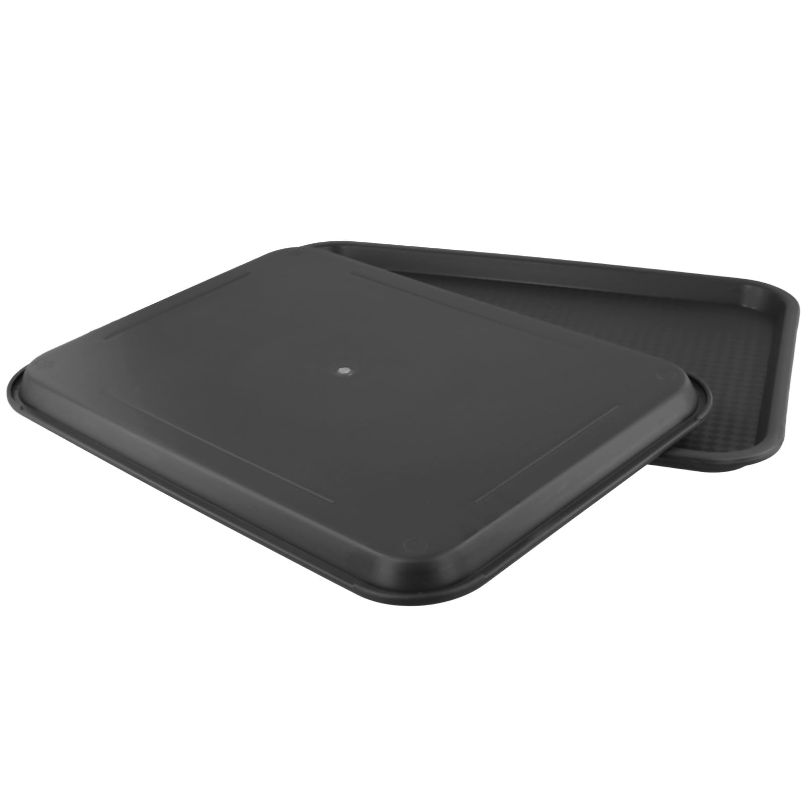 LEXININ 10 vassoi rettangolari in plastica nera per fast food, 41 x 30 cm, vassoi rettangolari per caffetteria, ristorante, fast food