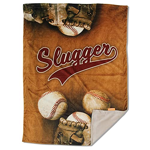 Image of Dear Baby Gear - Reversible Baby Blankets - Soft Nursery Blanket for Newborn - Toddler Blankey - Throw Blanket for Boys & Girls - Infant Blankets - 40x30 (Slugger Baseball Glove - Light Brown)