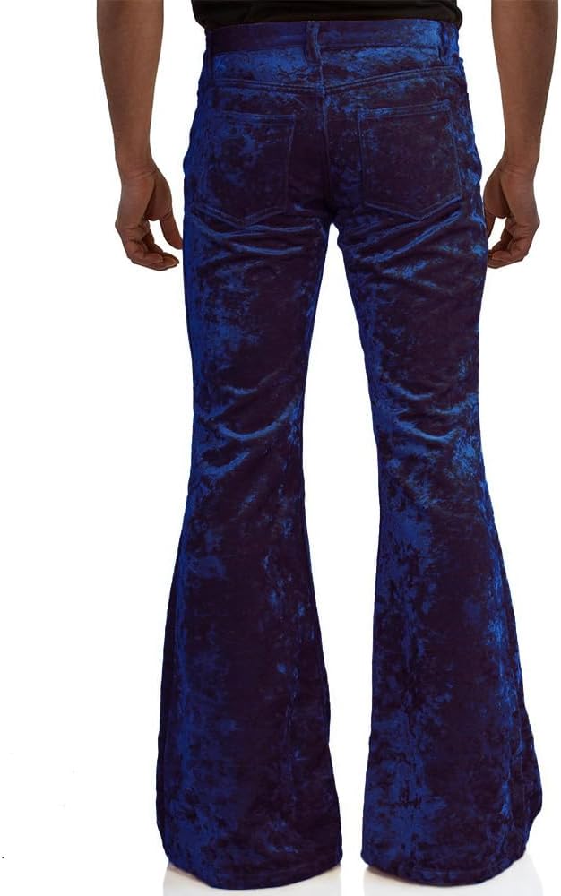 EVEDESIGN Mens Bell Bottom Velvet Pants 60s 70s Disco Outfits for Men Vintage Flared Jeans - Image 3