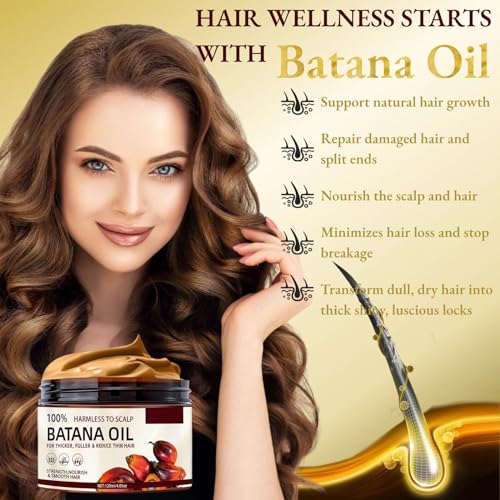 Raw Batana Oil for Hair Growth and Repair, 100% Natural and Pure Unrefined Batana Oil from Honduran Organic Hair Oil Prevent Hair Loss, Moisturize Scalp & Treats Dry Hair (2pc)